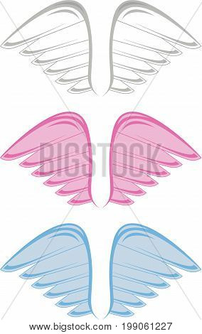 Simple Angel Wings in Three Colours Illustration