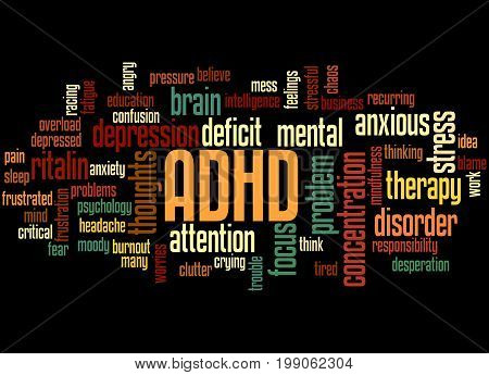 Adhd - Attention Deficit Hyperactivity Disorder, Word Cloud Concept 5