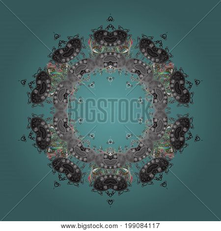 Winter Snowflakes Vector Background. Repeated Texture For Surface Wrapping Paper Snowflake On Colorf