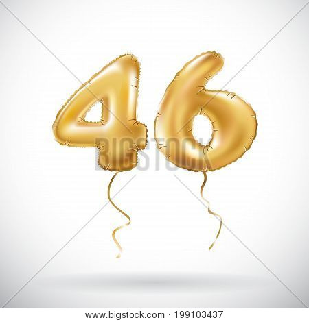 Vector Golden Number 46 Forty Six Metallic Balloon. Party Decoration Golden Balloons. Anniversary Si