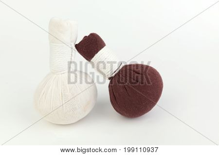 Thai Spa Herbel Massage Ball,aromatherapy Product On White Background