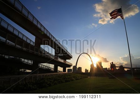 St. Louis, Missouri skyline from Malcolm W. Martin Memorial Park.