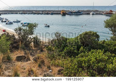 CHALKIDIKI, CENTRAL MACEDONIA, GREECE - AUGUST 26, 2014: Seascape of Achlada Beach at Sithonia peninsula, Chalkidiki, Central Macedonia, Greece