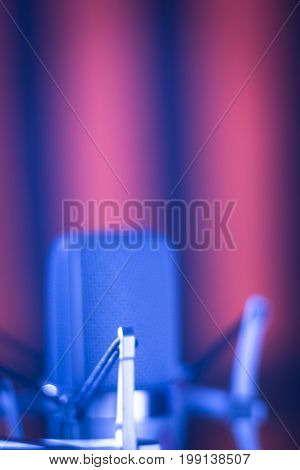 Studio vocal large diaphragm condenser voiceover recording microphone with built in antipop screen.