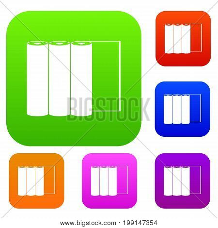 Rolls of paper set icon in different colors isolated vector illustration. Premium collection