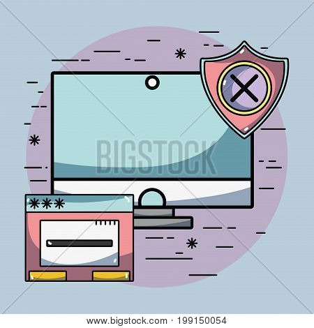 computer data center system information vector illustration