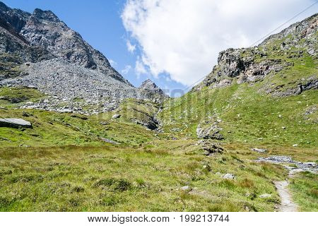 View of Gressoney Valley (Monte Rosa) in Italy