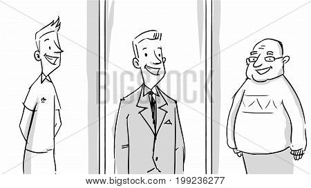 Man Different Ages. Time Evolution. Vector For Storyboard Cartoon Project
