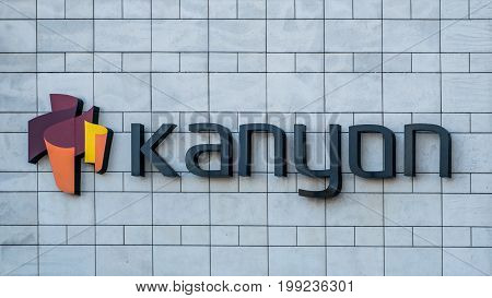 Istanbul Turkey - March 2017: Kanyon Shopping Mall that is open air in a modern district of Levent in Istanbul. Levent is a financial center of the city with shopping malls and business offices.