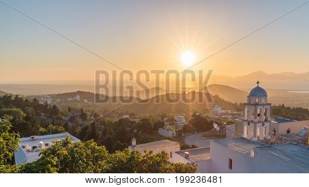 Sunset view from Asfendiou village in Kos island Greece