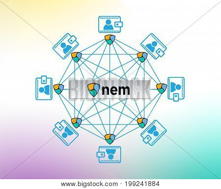 Concept of NEM Coin a Cryptocurrency blockchain platform Digital money symbol XEM