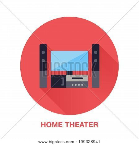 Black entertainment system with blank screen flat style icon. Wireless technology, home theater sign. Vector illustration of devices for electronics store.