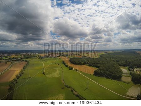 Aerial Photo Of The Landscape Near The City Of Herzogenaurach In Bavaria In Germany