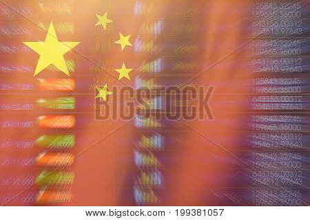 Stock market background design with chaina flag