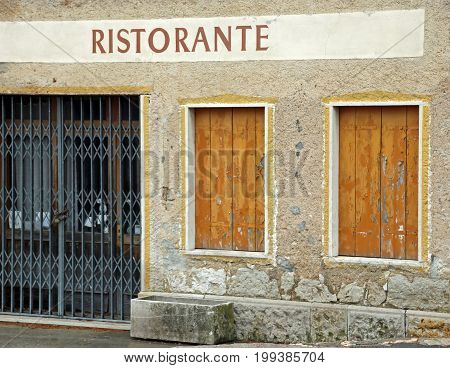 Big Sign With The Italian Text Ristorante Thah Means Restaurant