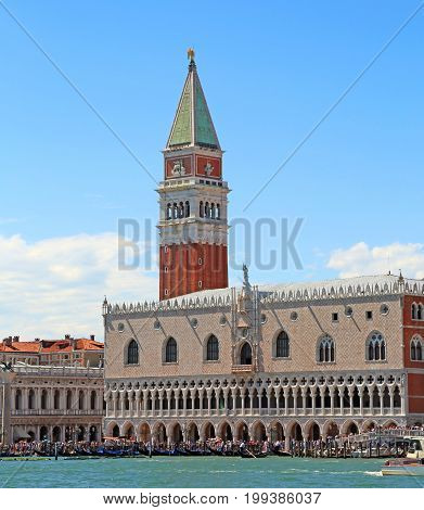 Venice Italy Campanile Of Saint Mark And Ducal Palace With Effec