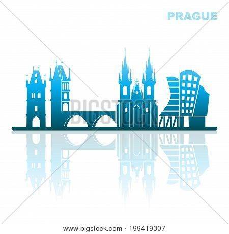 Abstract landscape of architectural landmarks of Prague