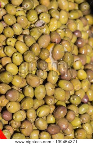 Turkish Style Prepared Olives In The Market