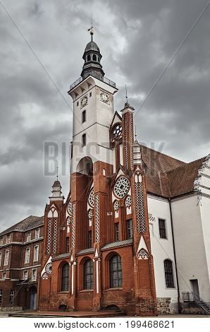The Gothic facade of the town hall in Frankfurt an der Oder