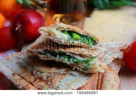 appetizing dry crust slices of  bread with cheese and onion nice and easy to cook snack