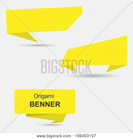 Origami banner tage labels Vector banner isolated icon.