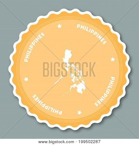 Philippines Sticker Flat Design. Round Flat Style Badges Of Trendy Colors With Country Map And Name.