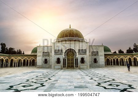 Monastir .Tunisia.May 23 2017.The mausoleum of Habib Bourguiba in Monastir at sunset
