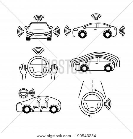 remote sensing system of smart car vehicle front view vector illustration