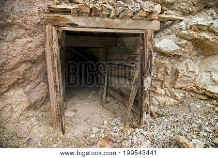 Abandoned mine entrance in Death Valley CA