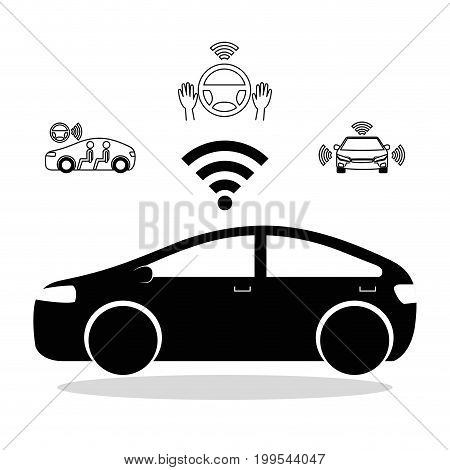 remote sensing system of smart car vehicle front view vector illustration