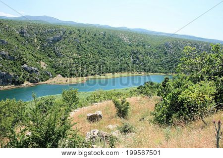 blue water of the lovely Zrmanja river, Croatia