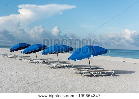 Sun umbrellas on Clearwater Beach, Florida, USA