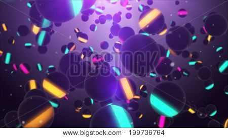 Multicolored Striped Spheres Flying In The Air
