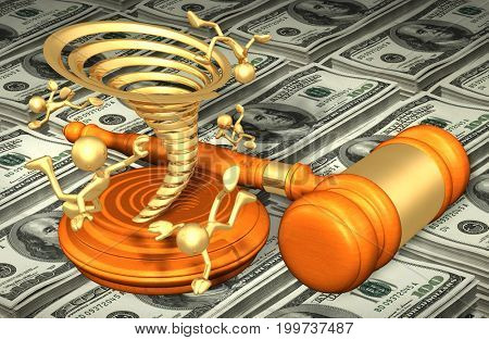 Caught In A Legal Whirlwind The Original 3D Characters Illustration
