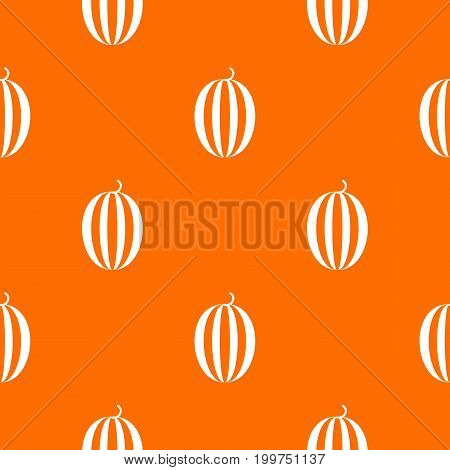 Striped melon pattern repeat seamless in orange color for any design. Vector geometric illustration