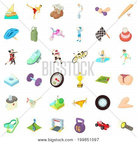 Activity icons set. Cartoon style of 36 activity vector icons for web isolated on white background