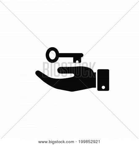 Hand with key icon vector isolated illustration.