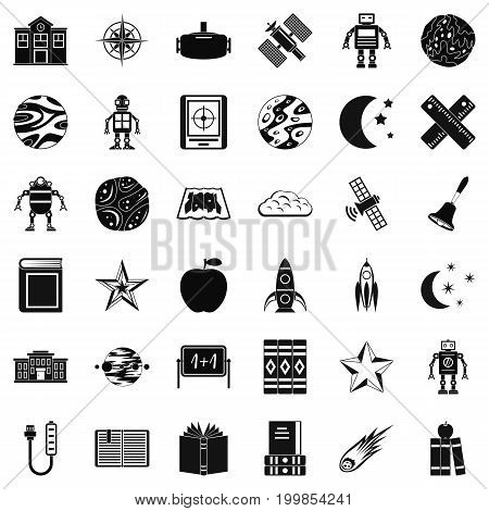 Astronomy icons set. Simple style of 36 astronomy vector icons for web isolated on white background