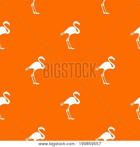 Flamingo pattern repeat seamless in orange color for any design. Vector geometric illustration