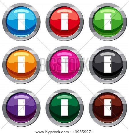 Refrigerator set icon isolated on white. 9 icon collection vector illustration