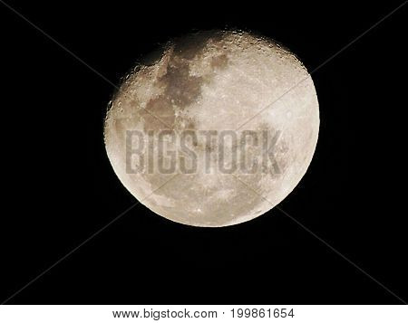 Beautiful big moon on darkness night with craters