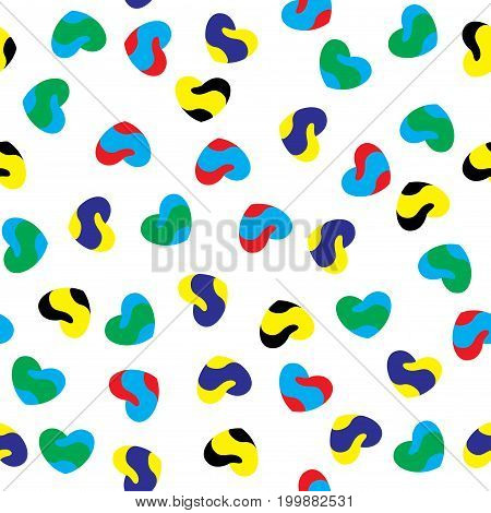 Hearts In Different Colors Seamless Pattern
