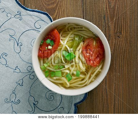 Arishta - Armenian soup with noodles  close up healthy meal