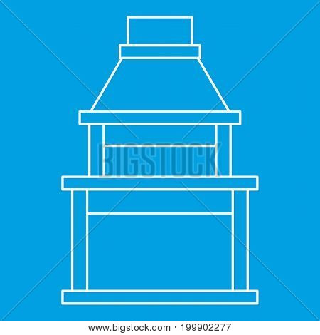 Big barbecue grill icon blue outline style isolated vector illustration. Thin line sign