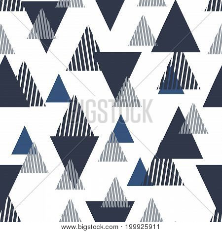Abstract Geometric Pattern with the triangles. Scandinavian flat style for printing on men's and women's clothing, paper, fabric, textile, gift wrap, wallpapers, covers. Seamless vector illustration