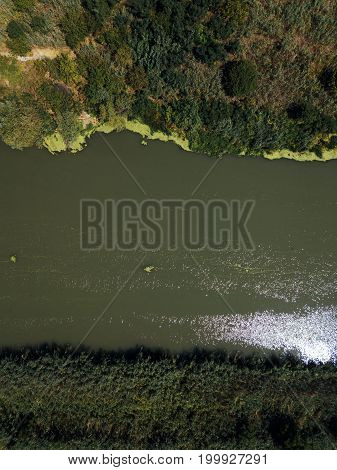 Aerial view of the river from drone point of view