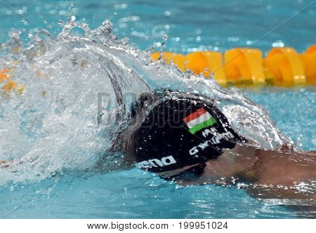 Hong Kong China - Oct 30 2016. Competitive swimmer Gergely GYURTA (HUN) swimming in the Men's Freestyle 1500m Final. FINA Swimming World Cup Victoria Park Swimming Pool.