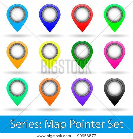 Map pointer set. Vector map pointer. Icon pin set rainbow.