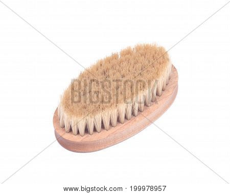 Natural bristle face brush isolated on white background