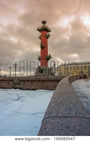 View on Vasilyevsky island in the winter Saint Petersburg Russia
